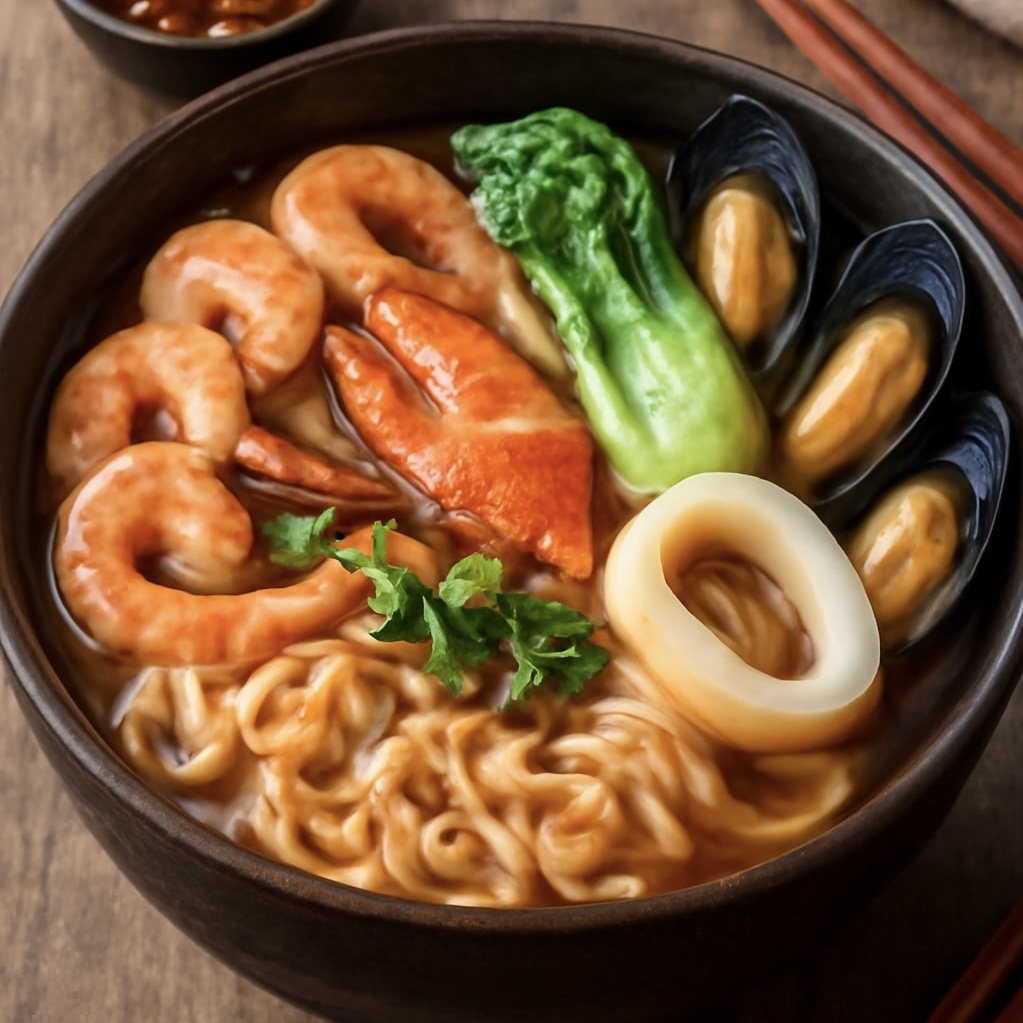 Seafood Combination In Noodle Soup